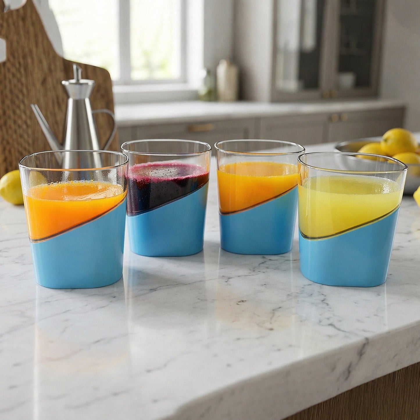 Prexo Stylish Grip Base Plastic Selo Glass (4 Pc, Set 300 ML Each)