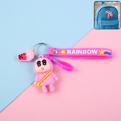 Cute cartoon character rainbow strap keychain