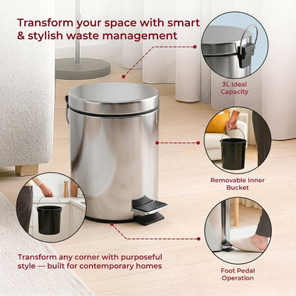 compact waste bin with pedal