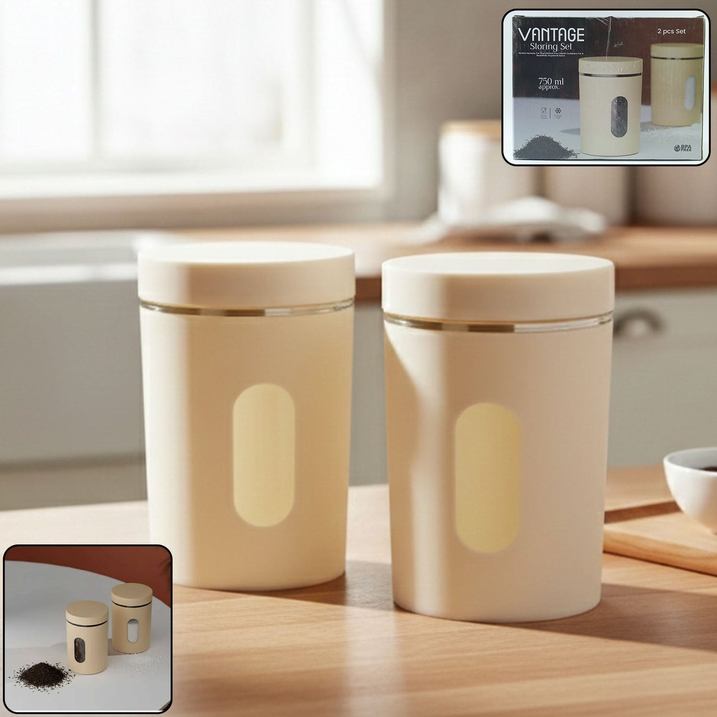 Premium kitchen storage container set 2 pieces 750ml