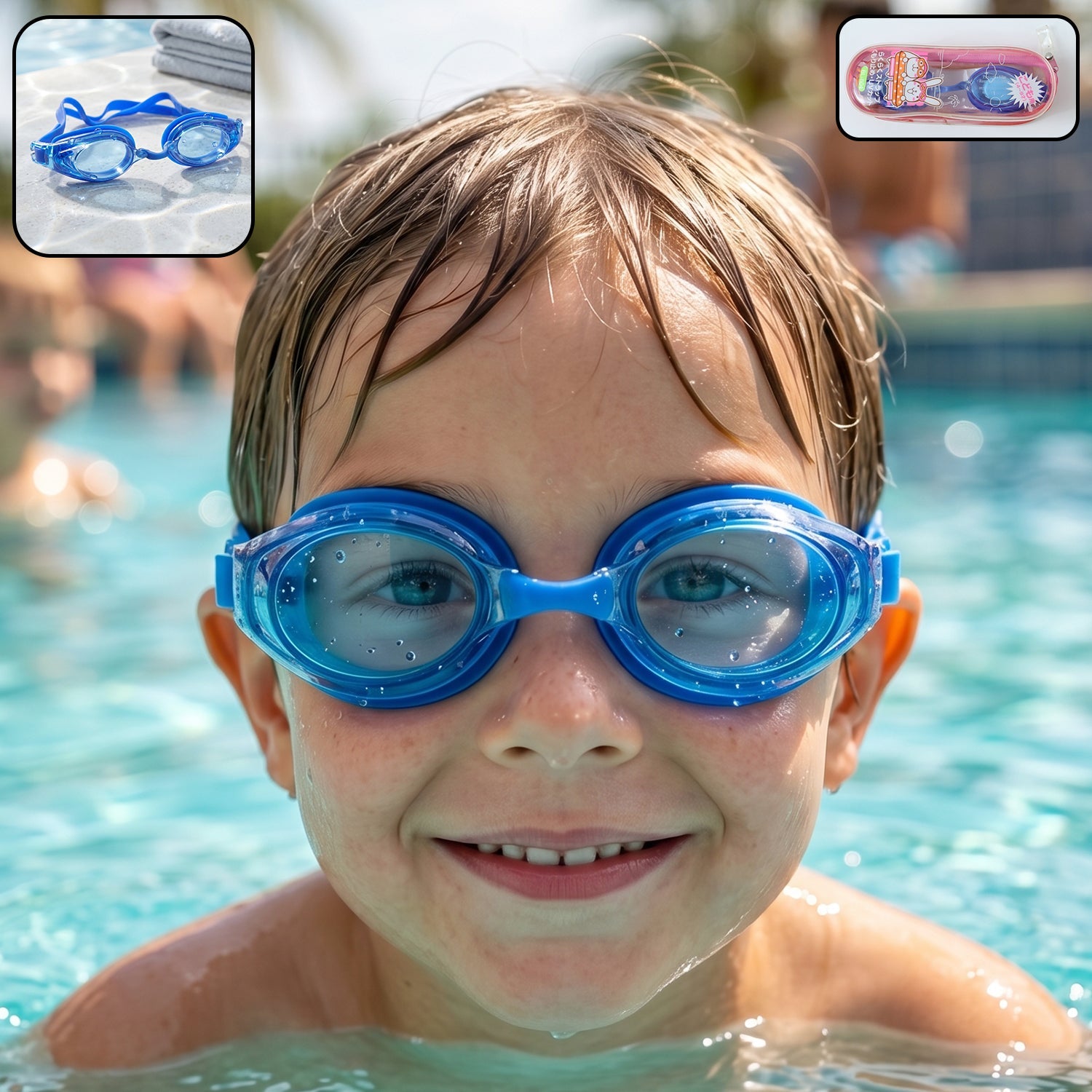 kids durable swimming goggles soft cushion seal adjustable strap