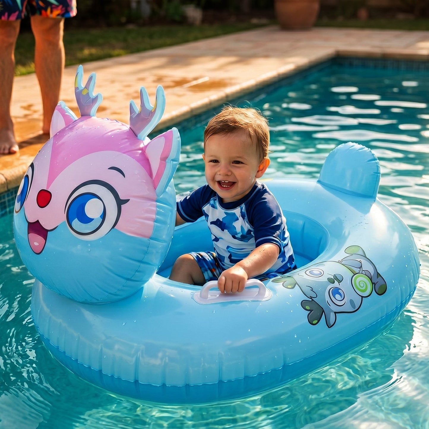 inflatable kids swim tube with grip handle