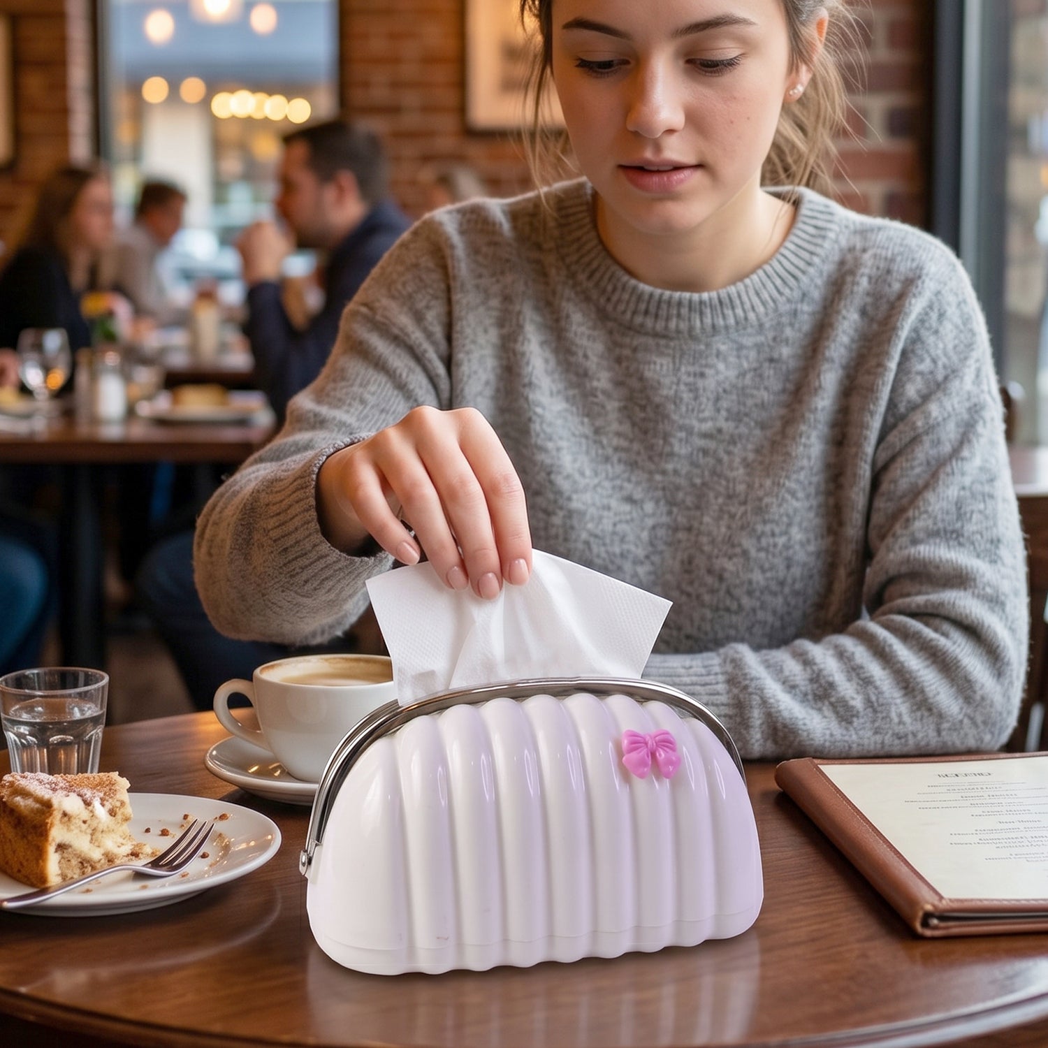 Handbag Shape Tissue Dispenser with Bow
