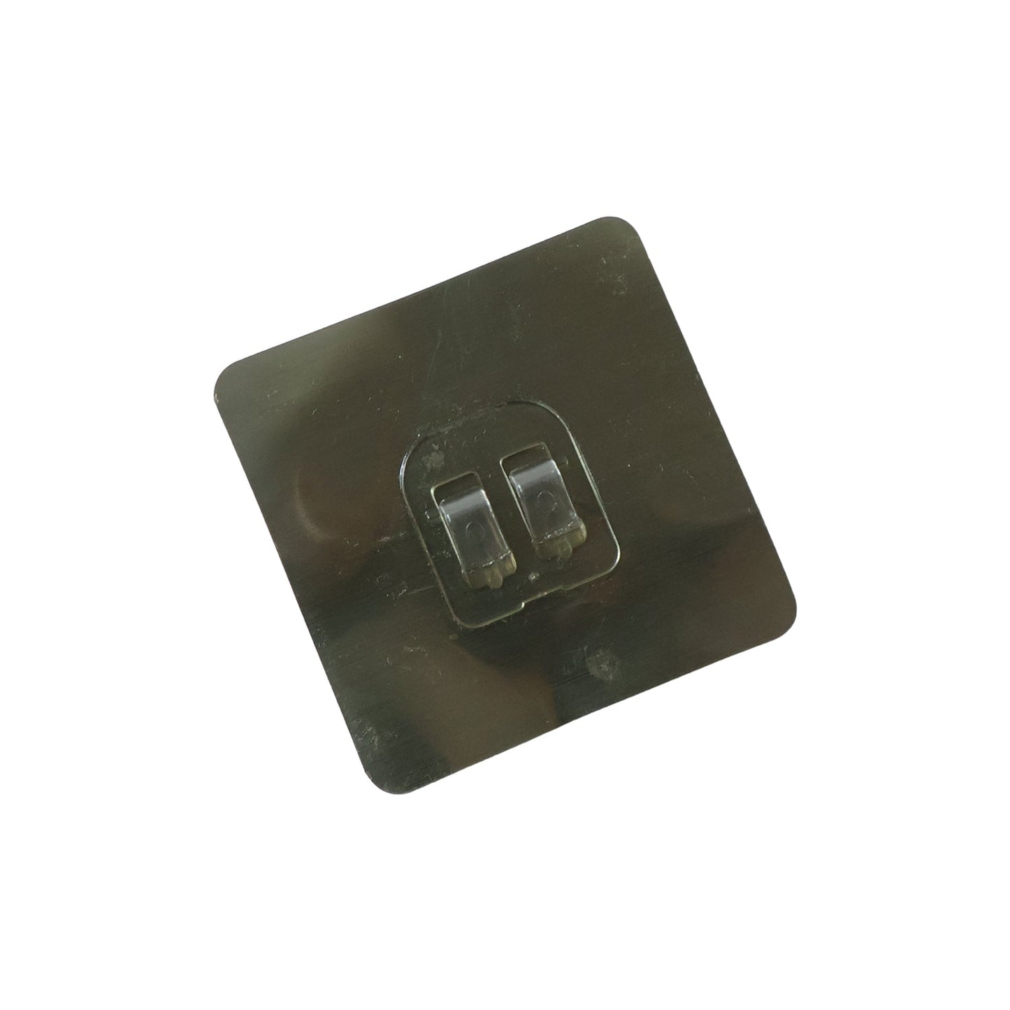 Transparent adhesive wall hook attached to glass surface