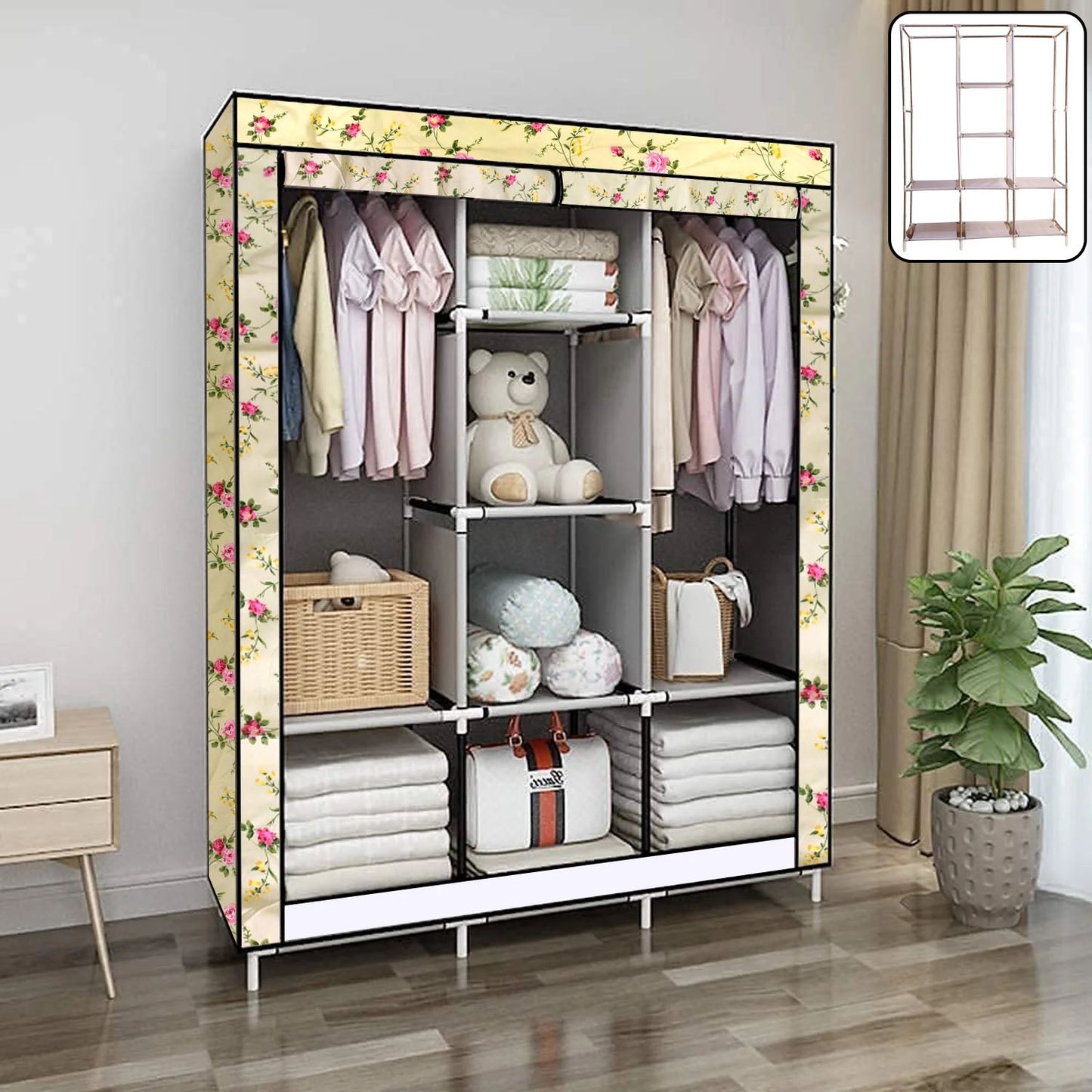 8 compartment portable fabric wardrobe closet