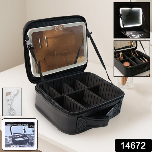 LED makeup organizer box open showing storage compartments India