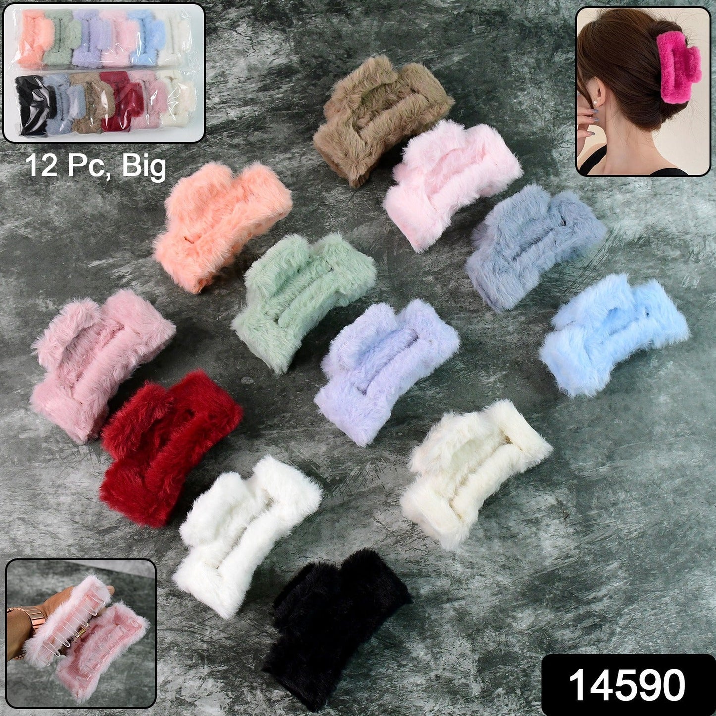 Oversized Fluffy Hair Claw Clip