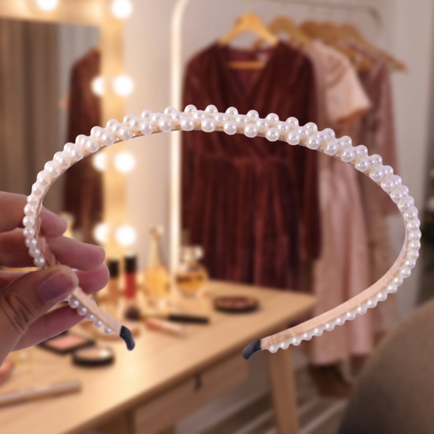 Slim Pearl Hairband Elegant Designer Headband for Women (1 Pc)