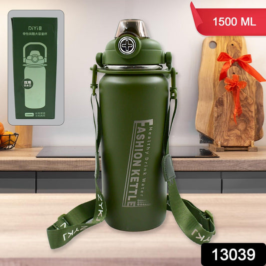 Stainless Steel Water Vacuum Insulated Bottle With Straw (1500ML, Mix Color)