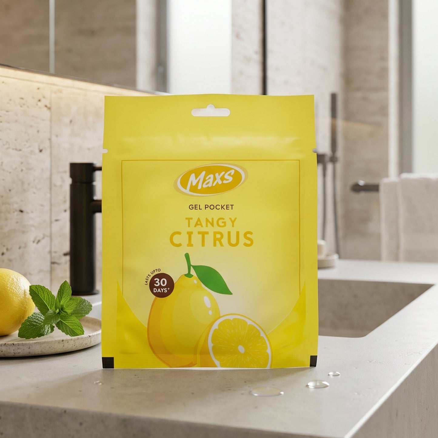 Maxs Tangy Citrus Gel Air Freshener Pocket Long Lasting 10 Gm