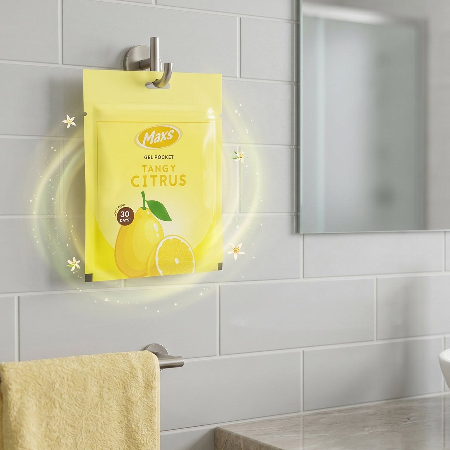 Maxs Tangy Citrus Gel Air Freshener Pocket Long Lasting 10 Gm