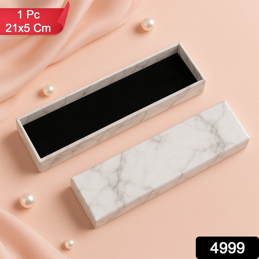 Marble-finish rigid cardboard jewellery gift box 21x5cm India