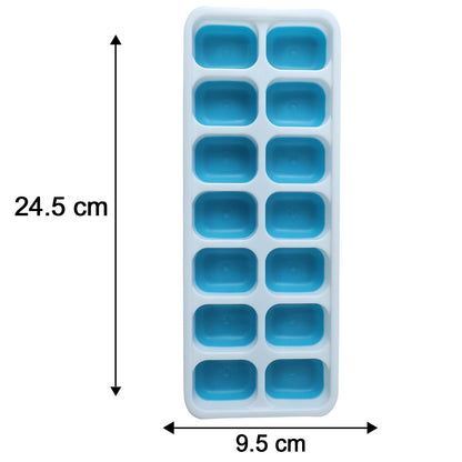 Multipurpose Plastic Ice Cube Tray With Lid (1 Pc, 14 Gride / Blue)