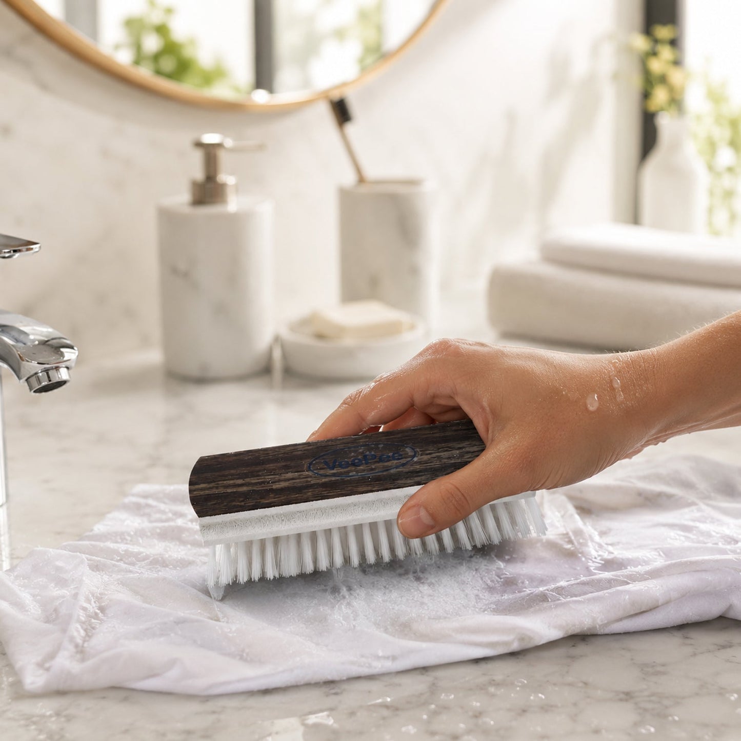 Cloth Wash Brush In Use Cleaning Fabric