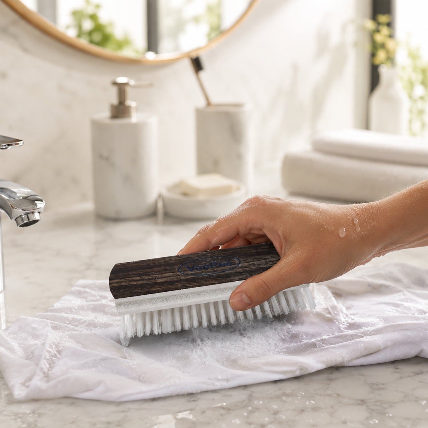 Cloth Wash Brush In Use Cleaning Fabric
