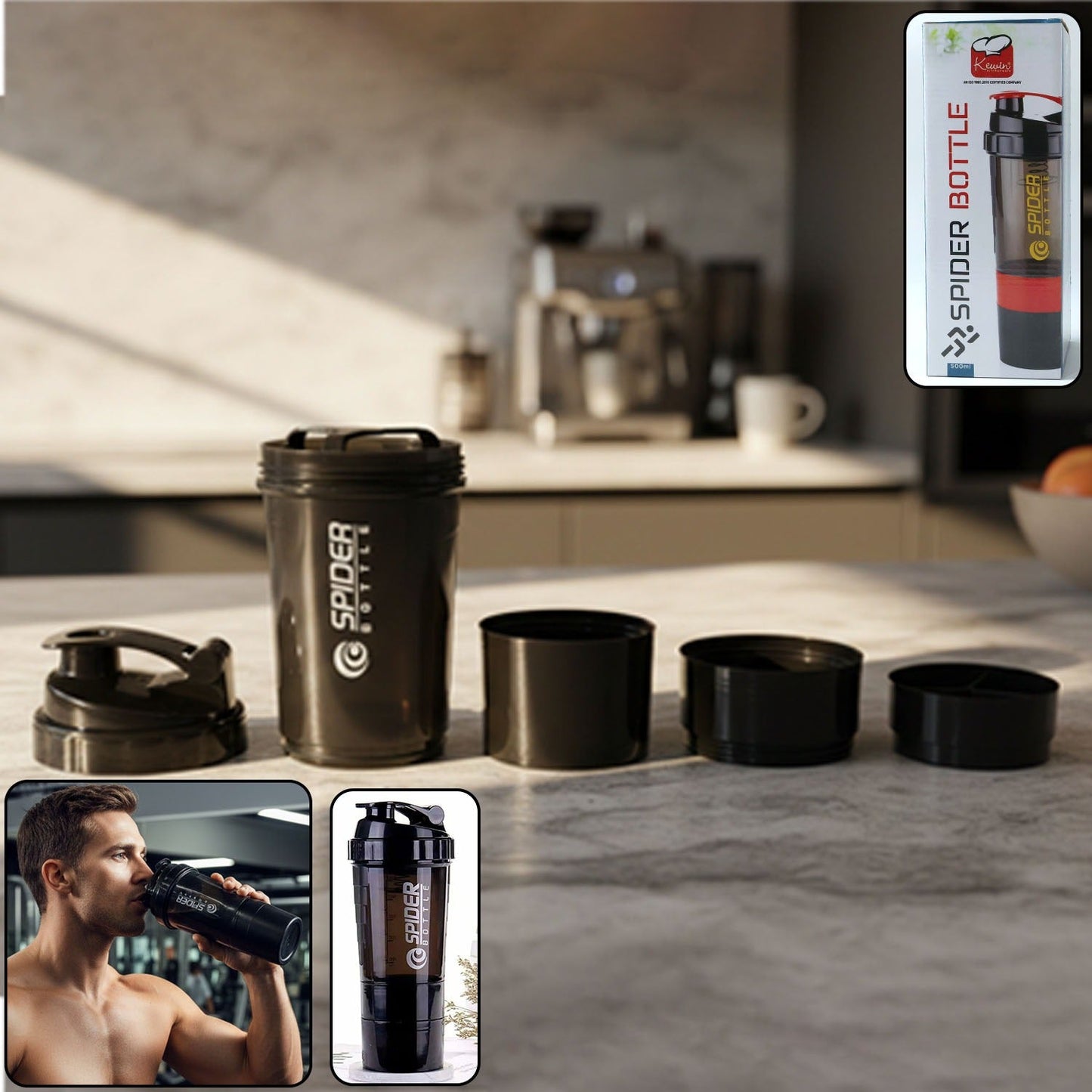 Multipurpose protein shaker bottle 500ml