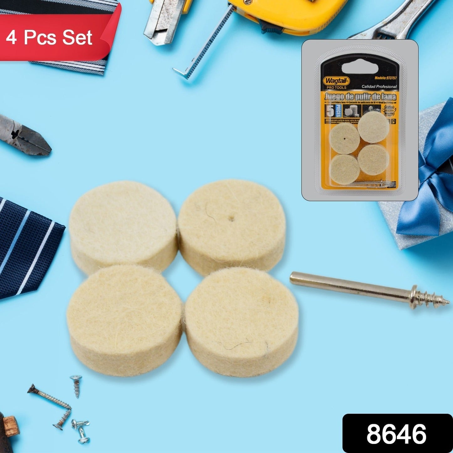 Rotary Tool Accessory Wool Felt Polishing Pad Felt (4 Pcs Set)