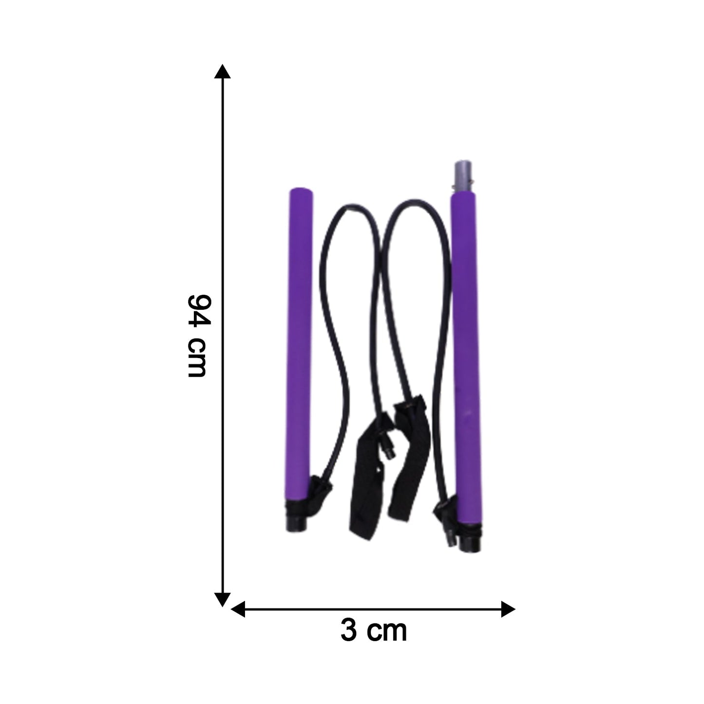 Fitness Exercise Tube Rod Gym Equipment Pilates Bar with Resistance Bands (2 Pc)