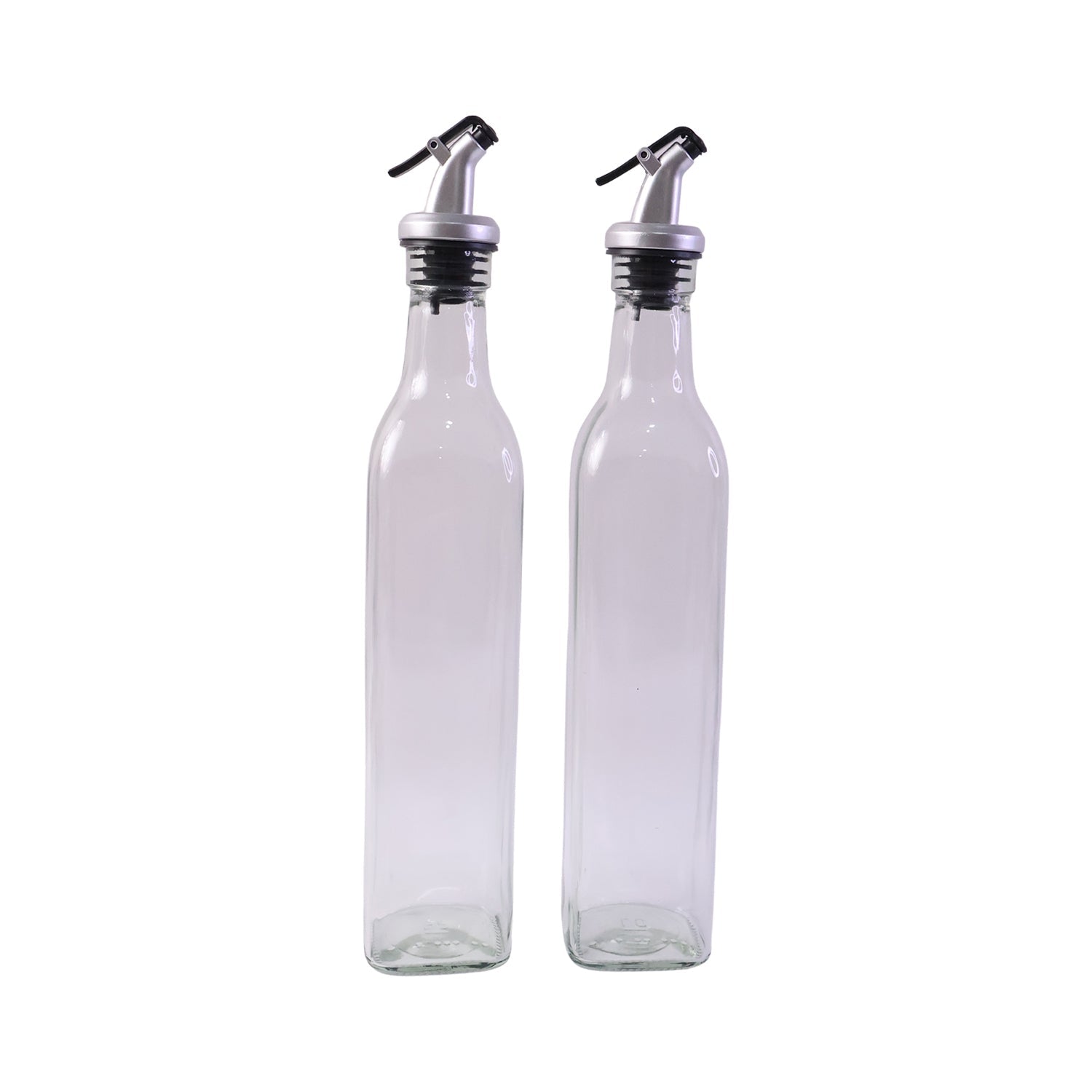 Glass Oil Dispenser Bottle White Background Pair