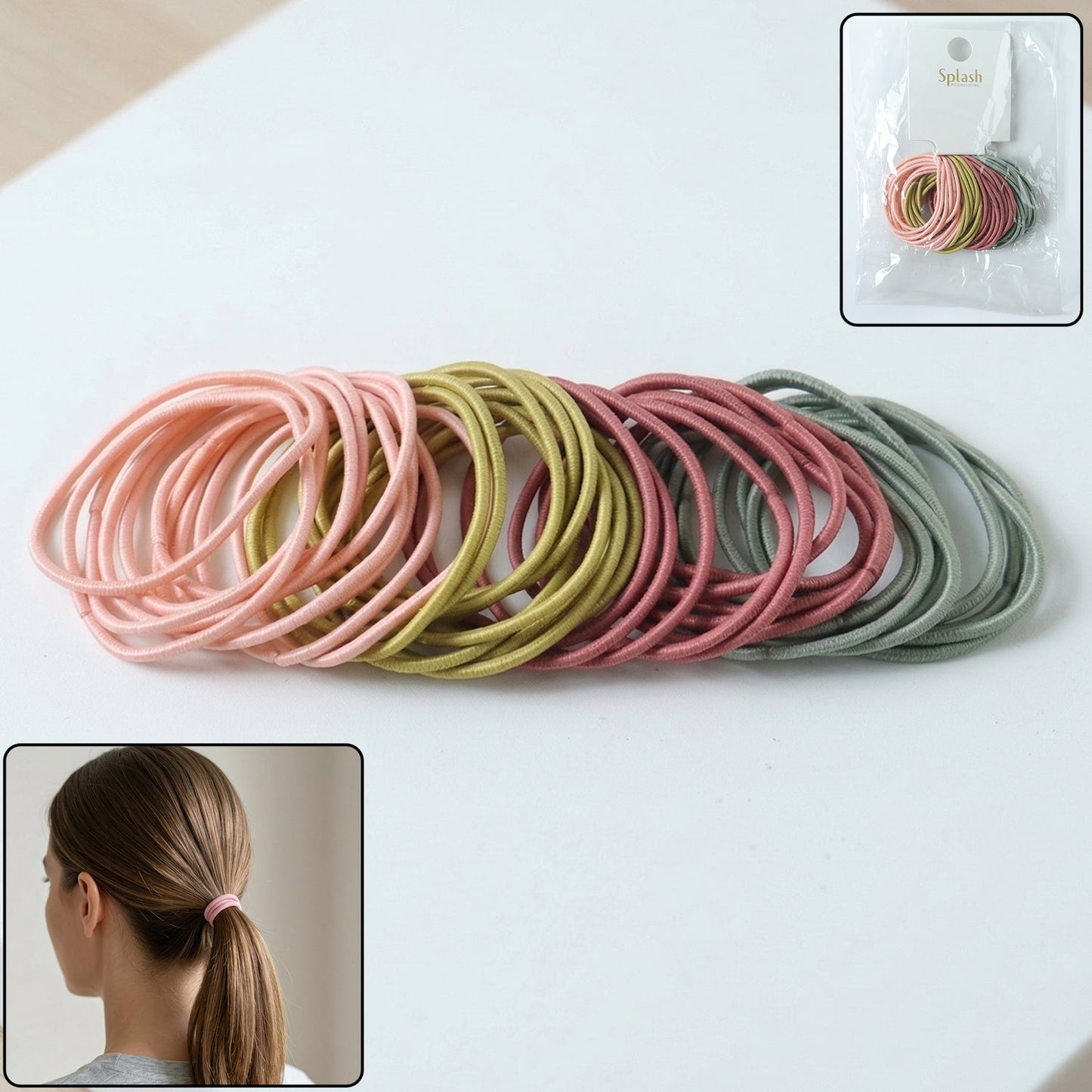 Soft Stretchable Elastic Hair Bands Rubber Hair Ties Set 40 Pc