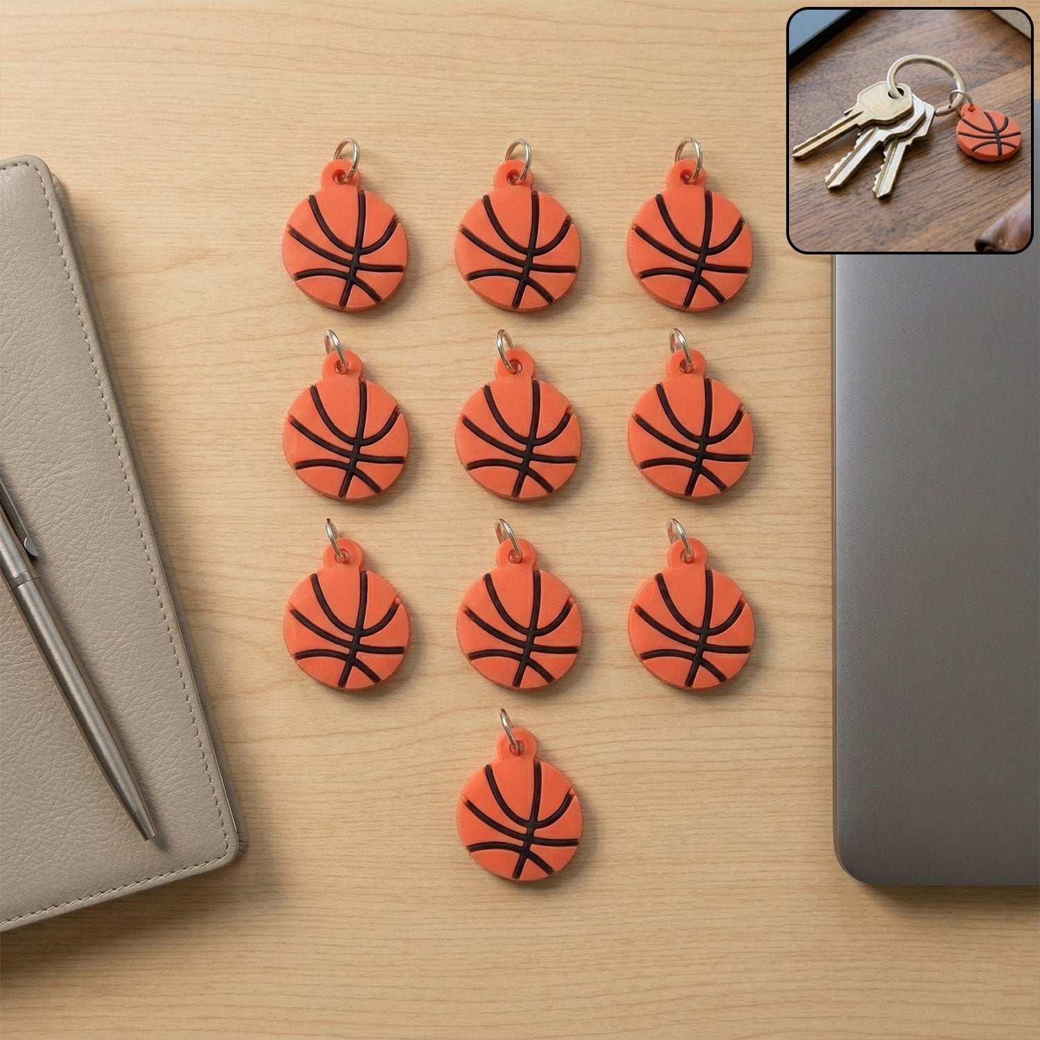 Basketball design key ring set
