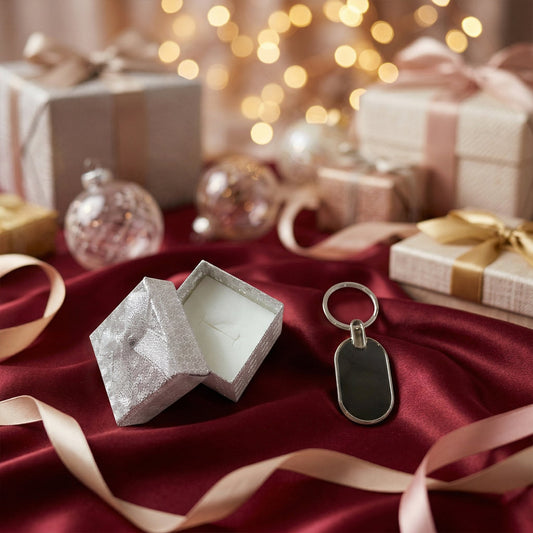 Black silver metal keychain gift