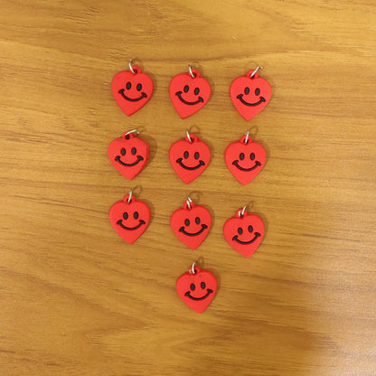 Cute Smiley Heart Shape Bag Charm Keychain Set (10 Pc)