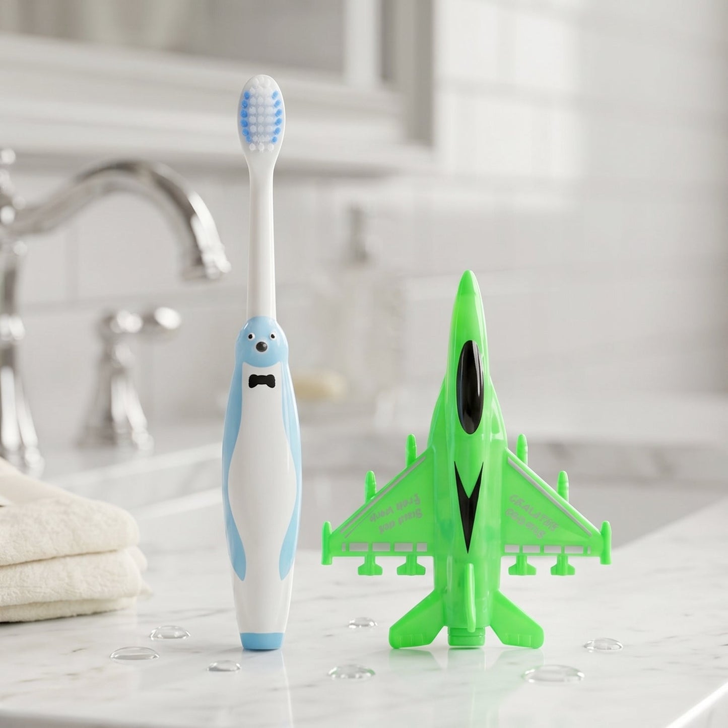 Kids Toothbrush and  Airplane Keychain Toy Set