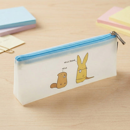 Cute Cartoon Transparent Pencil Pouch (1 Pc)