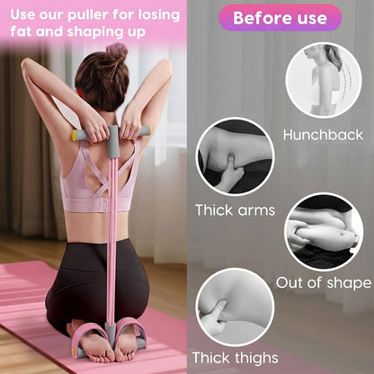 Portable Pull Rope Resistance Exerciser with Foot Pedal Support (1 Pc)