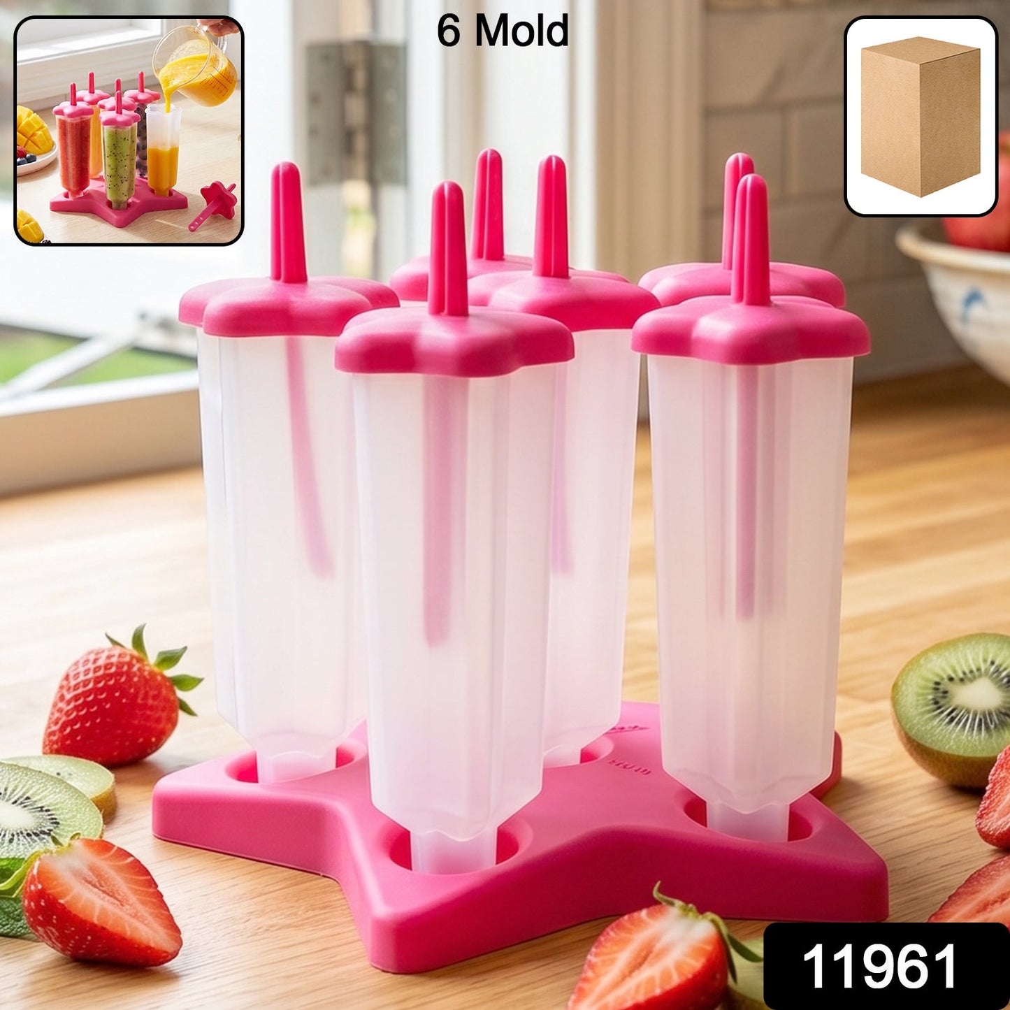 Plastic Ice Cream Molds with Lid (1 Set / 6 Pc)