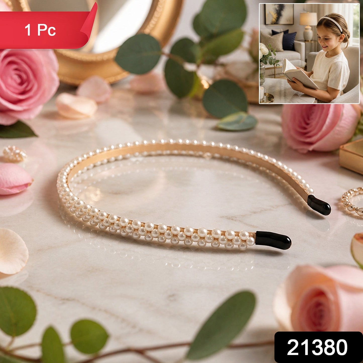 Slim Pearl Hairband Elegant Designer Headband for Women (1 Pc)