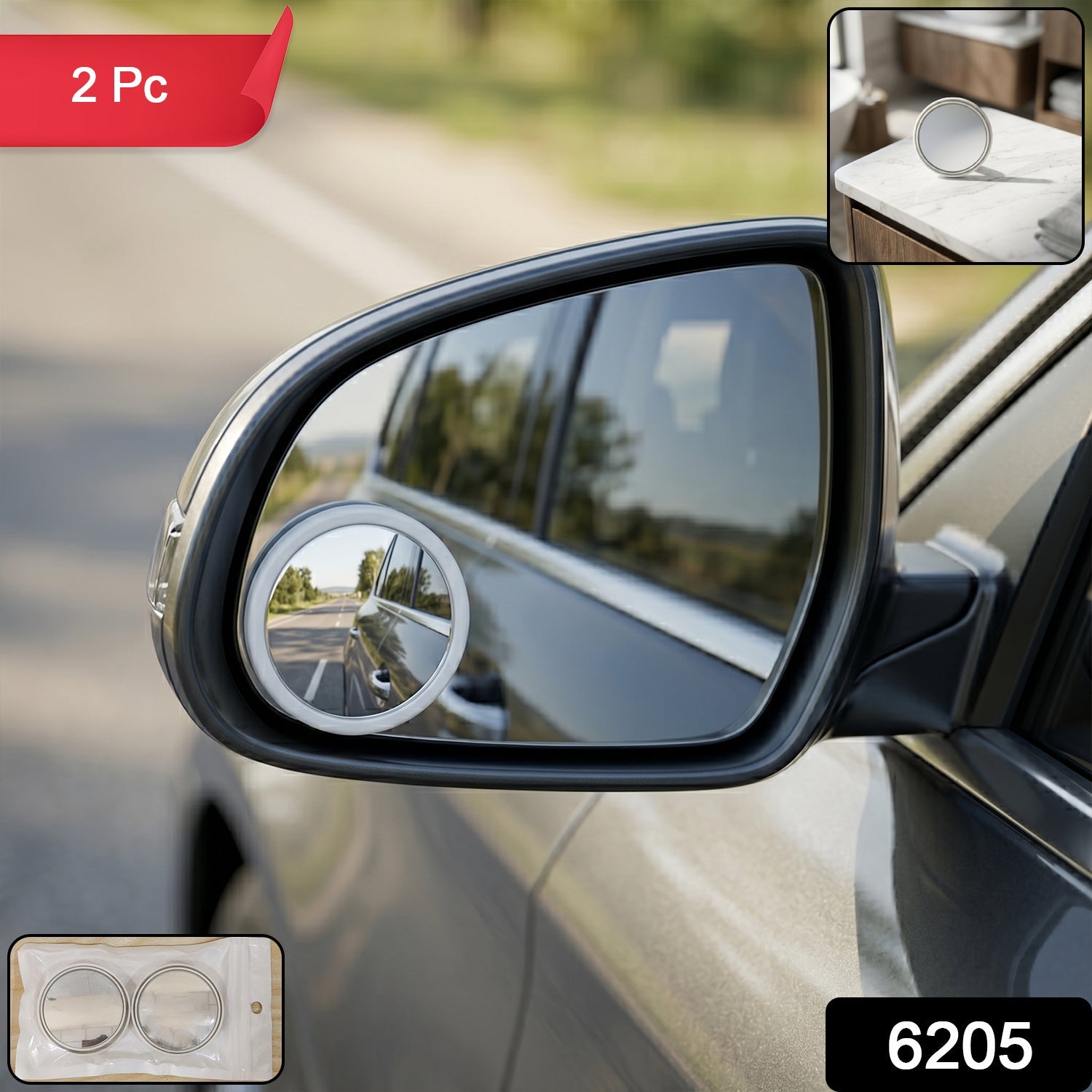 Stick-On Round Convex Blind Spot Mirror