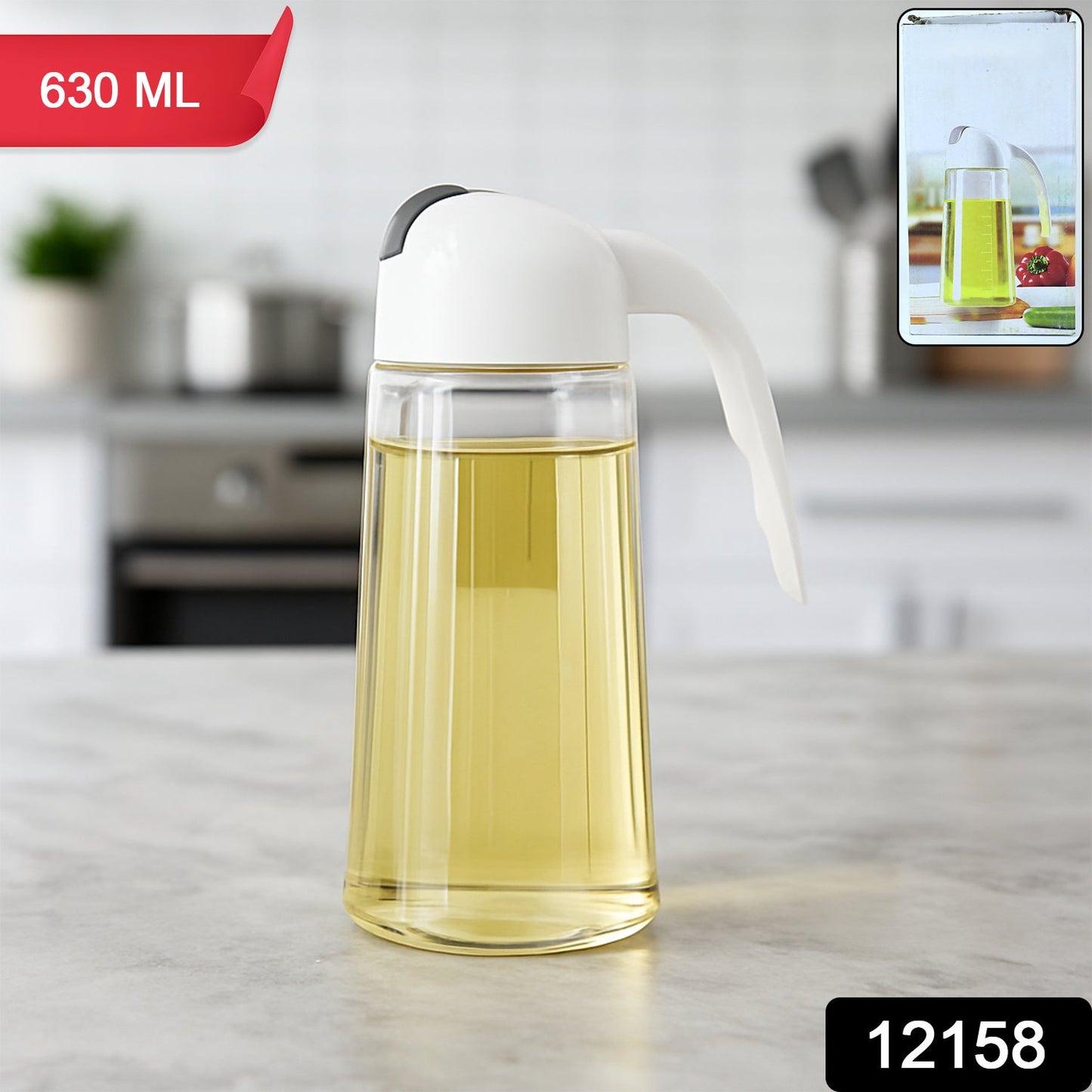Kitchen Glass Oil Bottle Dispenser Automatic Opening Bottles  630 ML
