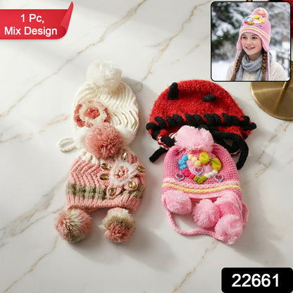 kids wool cap with ear flaps for winter warmth