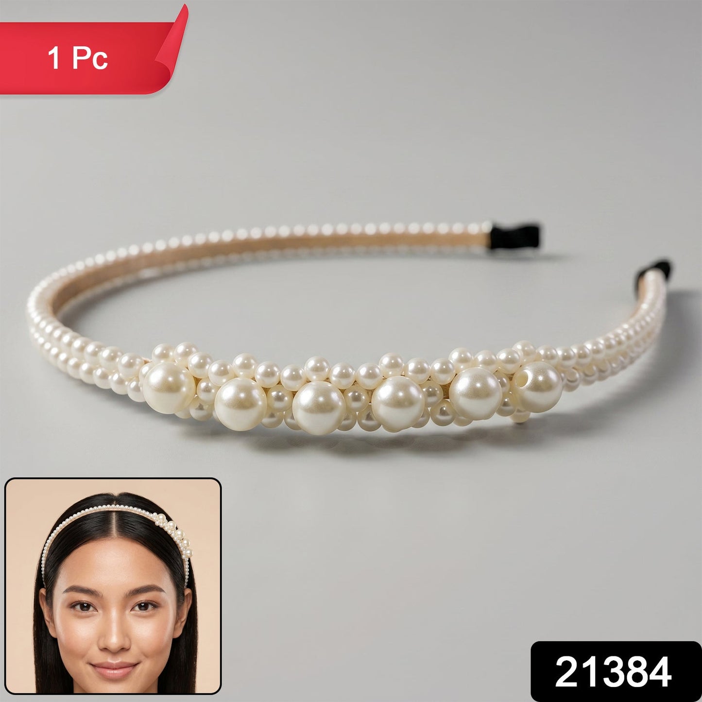 Pearl Beaded Designer Hairband for Women Stylish Headband (1 Pc)