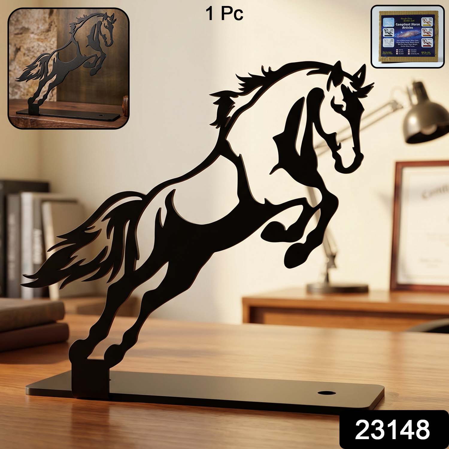 black horse desk decor