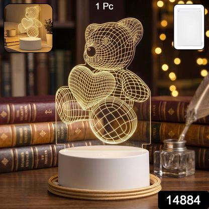 3D Teddy Bear LED Night Lamp – Soft LED Desk Light with Heart Design (1 Pc)