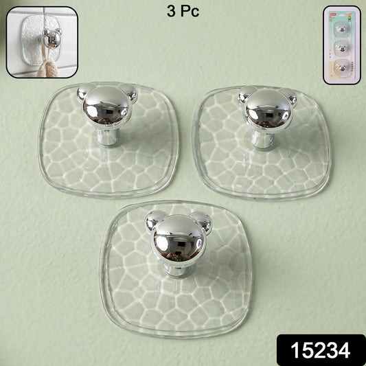 All-Plastic Adhesive Wall Hooks - Strong, No Damage, Easy to Install (3 Pc Set)