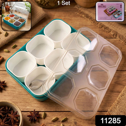 spice storage box with multiple sections for kitchen use