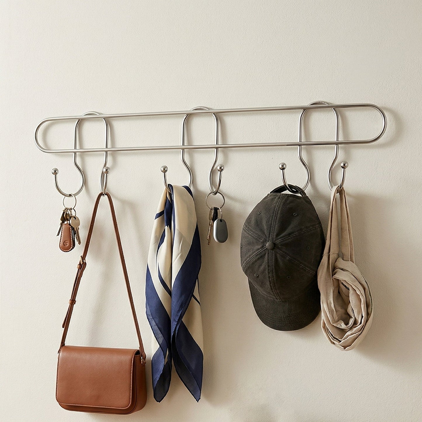 Steel wall mounted hook rack